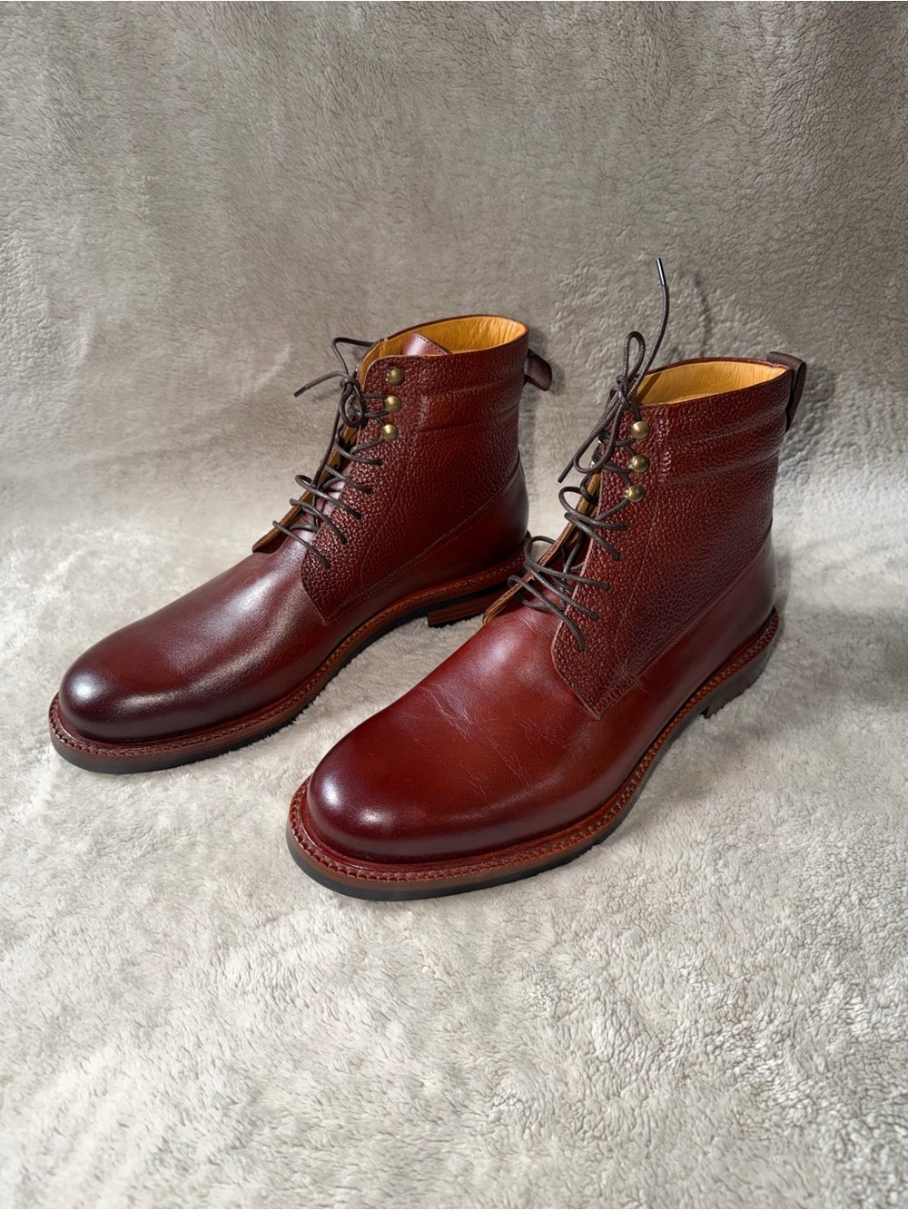 Beckett Simonon Oscar Boots Men’s Size 9 Leather Lace Up Boots In Bordeaux